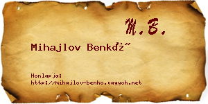 Mihajlov Benkő névjegykártya